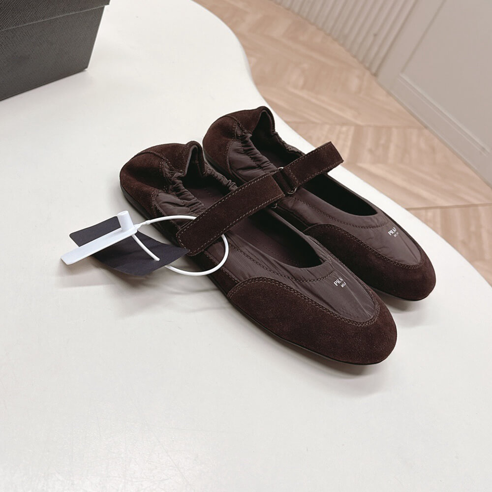 PRADA Re-Nylon and suede ballet flats